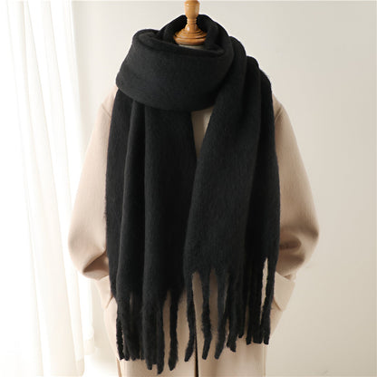 Soft Women’s Scarf - Oversized Fringed Cashmere For Winter