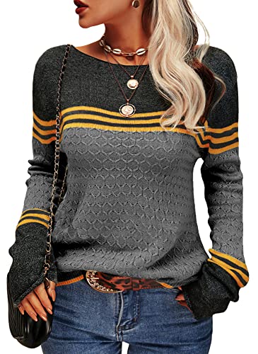 Zachte Damestrui - Losse Color Block Gebreide Trui, Casual