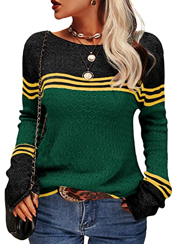 Zachte Damestrui - Losse Color Block Gebreide Trui, Casual