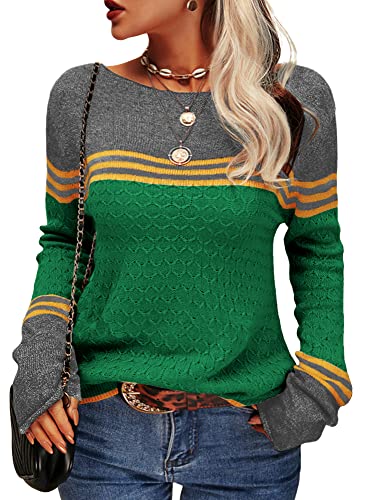Zachte Damestrui - Losse Color Block Gebreide Trui, Casual