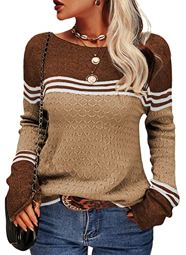 Zachte Damestrui - Losse Color Block Gebreide Trui, Casual