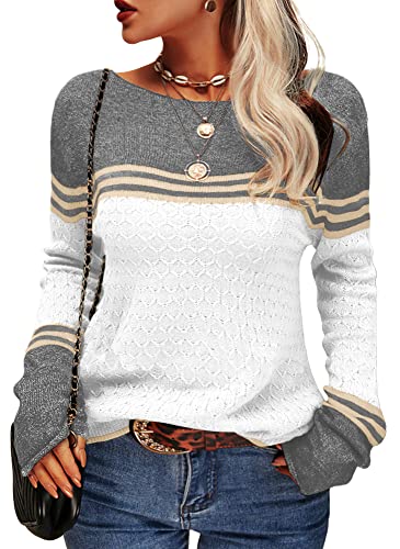 Zachte Damestrui - Losse Color Block Gebreide Trui, Casual