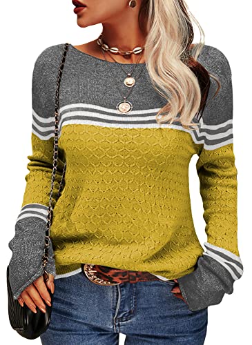 Zachte Damestrui - Losse Color Block Gebreide Trui, Casual