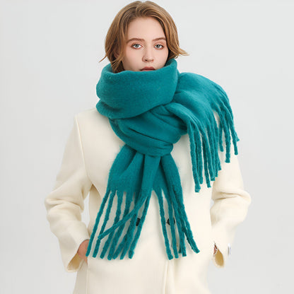 Soft Women’s Scarf - Oversized Fringed Cashmere For Winter