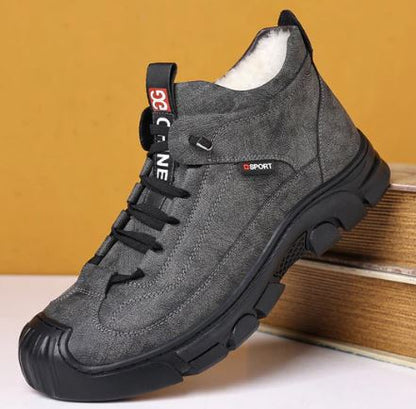 Insulating Men's Ankle Boots - Lace-Up Leather, For Winter