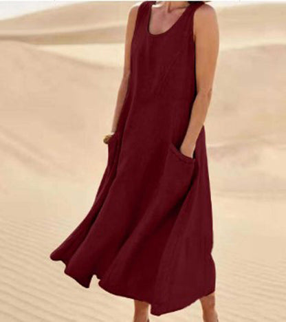 Womens Summer Dress with Pockets, Casual Knee-Length Cotton Dress for Everyday Comfort and Style-6