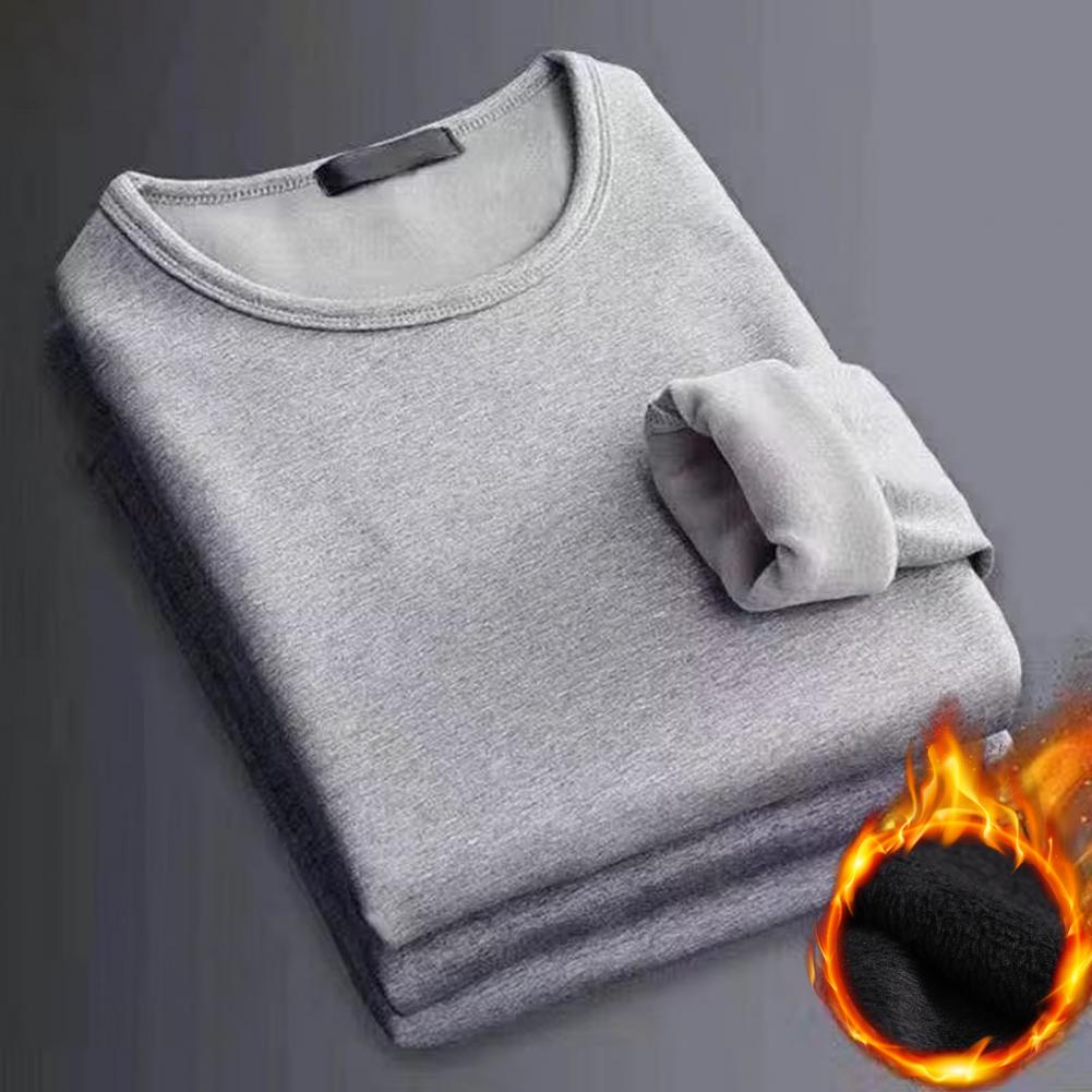 Thick Plush Thermal Long Sleeve Shirt Men's - Cozy Bottoming Layer for Cold Weather Comfort