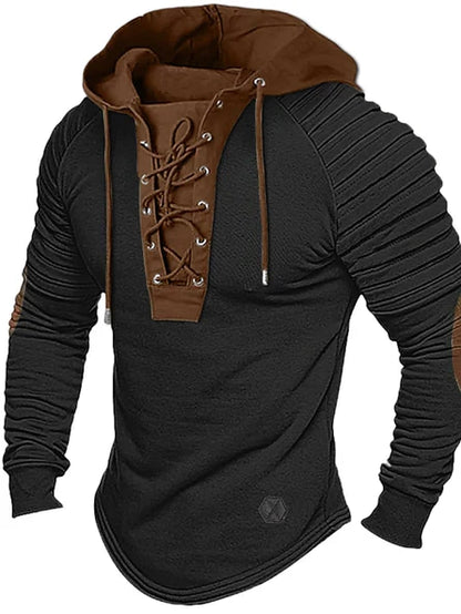 Insulating Men's Pullover - Lace Up Hood, Wool Cashmere