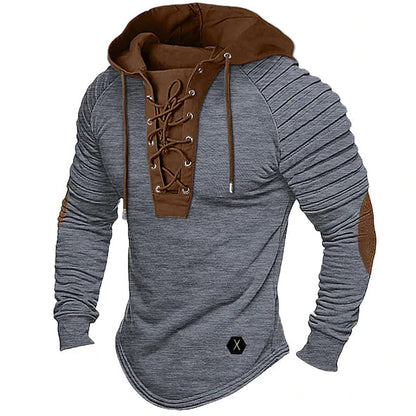 Insulating Men's Pullover - Lace Up Hood, Wool Cashmere