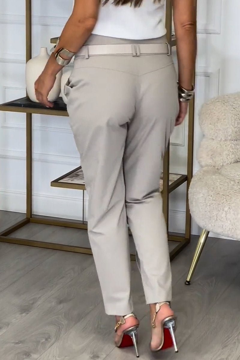 High Waisted Casual Pants for Women with Ruffle Details, Comfortable Everyday Trousers, Chic and Versatile Style-3